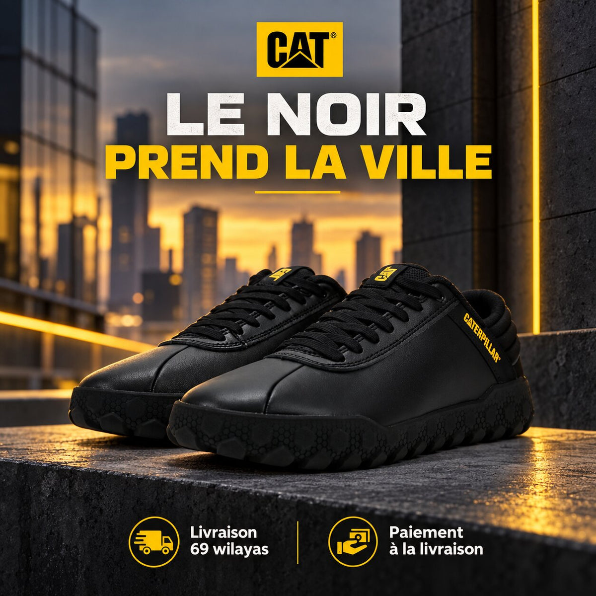 CAT Caterpillar Baskets HEX+ Black Homme